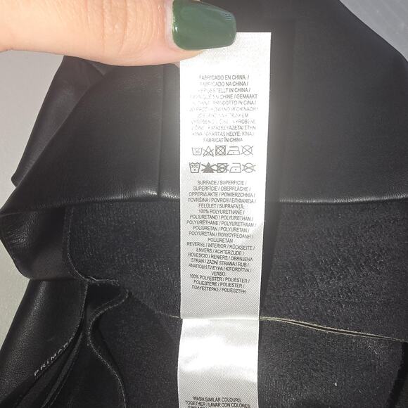 Primark Skirt Women 16 Black Faux Leather Pencil Midi High Waist Slit Minimalist - Picture 7 of 11